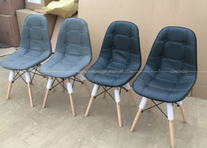 Factory PU Leather Dining Chair plastic Modern Solid Wood Leg